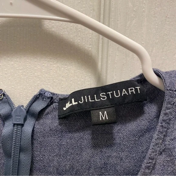 Jill Stuart blue denim chambray flutter sleeve ruffle tiered short dress - Picture 4 of 7